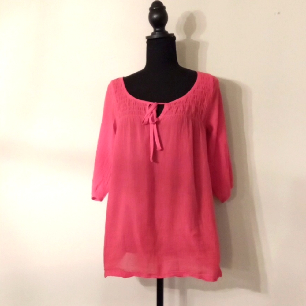 Old Navy Lipstick Red 3/4 Sleeve Flowy Tunic Size XS